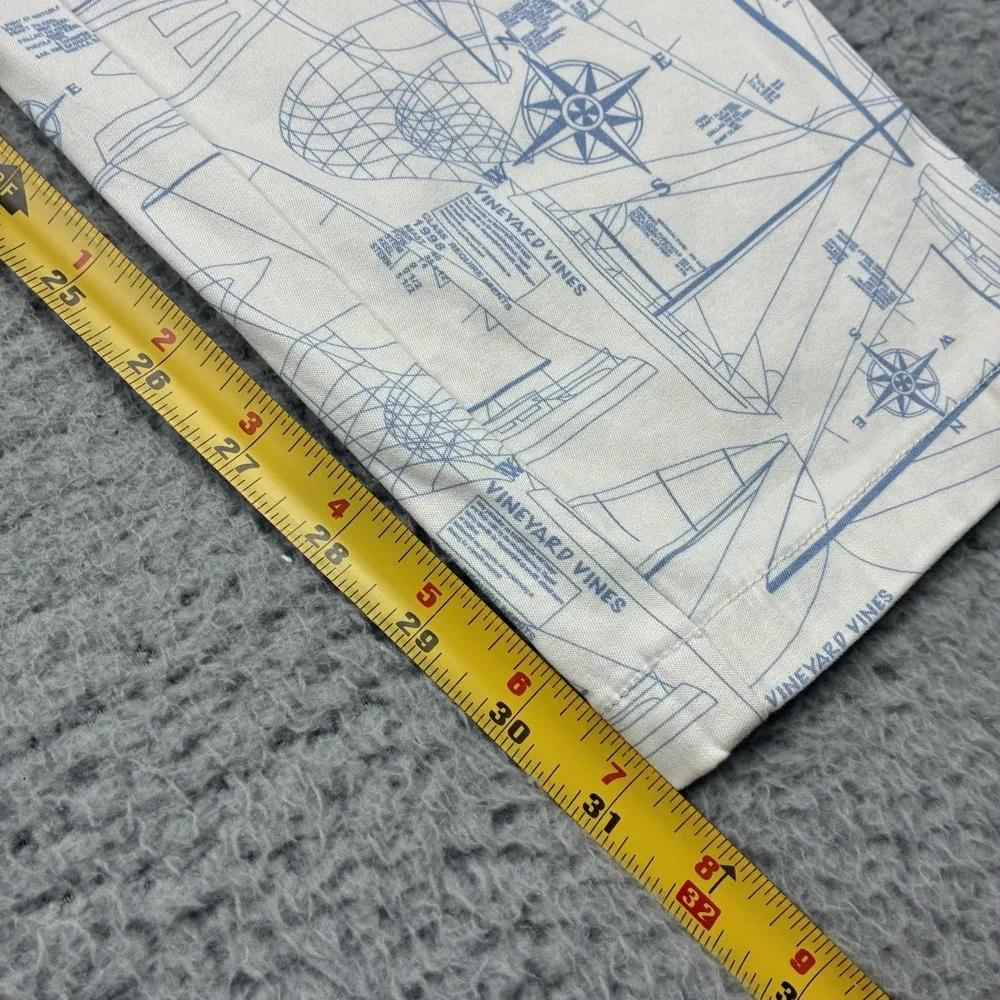 Vineyard Vines Breaker Pants Men's 32x32 White Nautical Print Straight Leg NWT